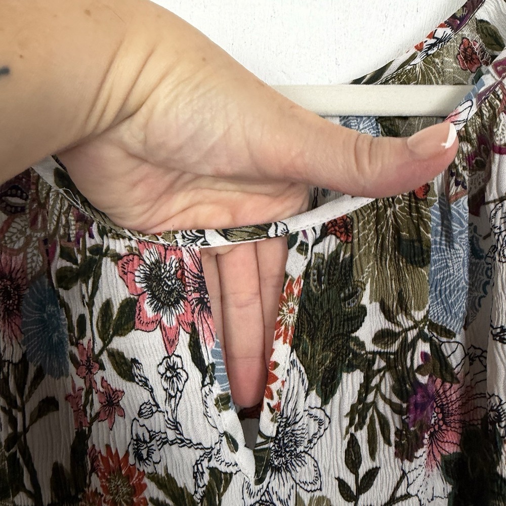 Spense Floral Popover Tunic Plus Size 1X Bell Flare Sleeves BoHo Forest Fairy - Picture 3 of 12